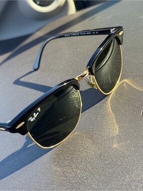 Ray-Ban Clubmaster Polarized Sunglasses in Black/Gold